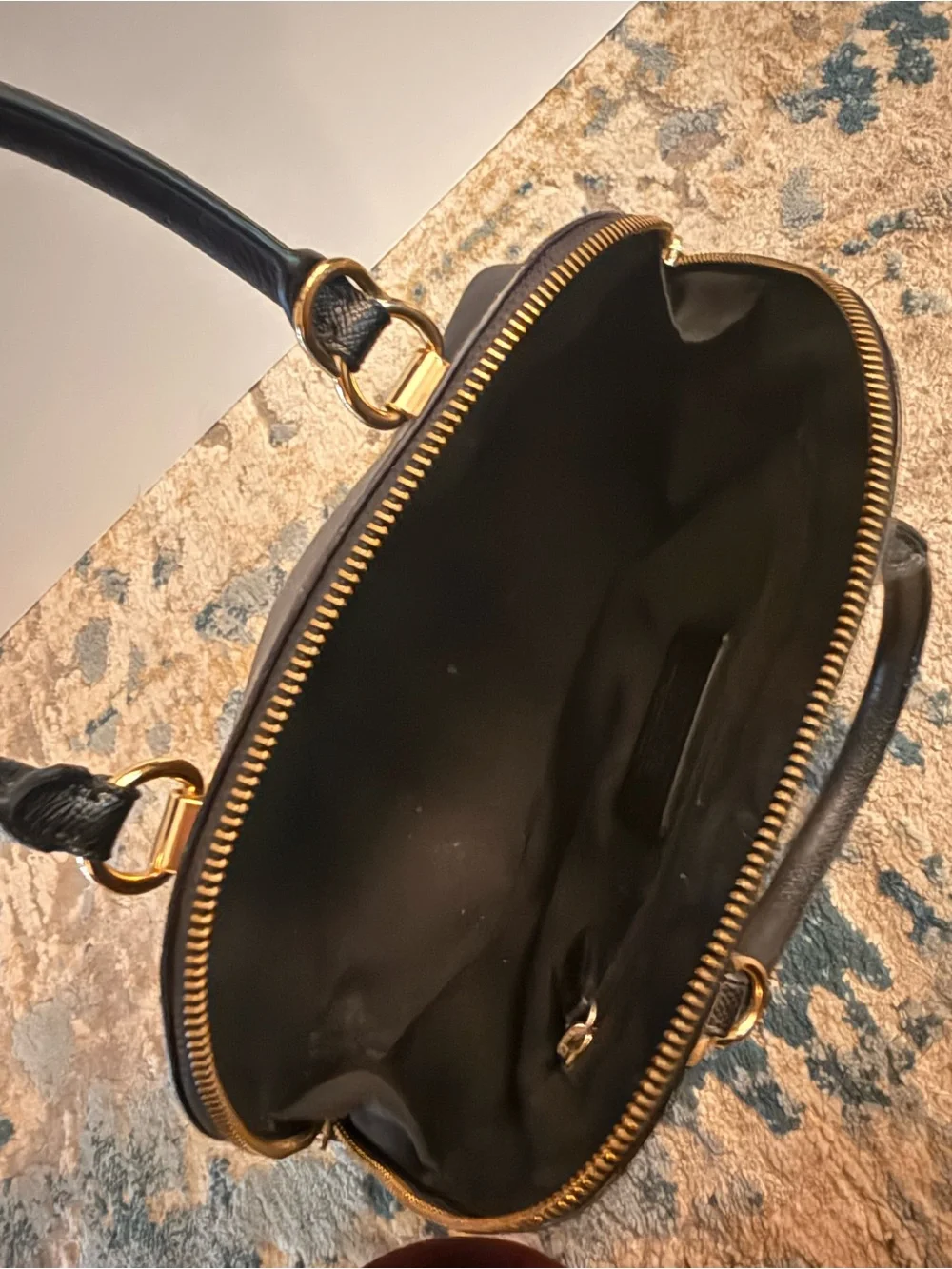 Coach Katy Satchel Black Crossgrain Leather Dome Bag Gold Hardware